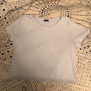 pale blue brandy ashlyn lace crop tee